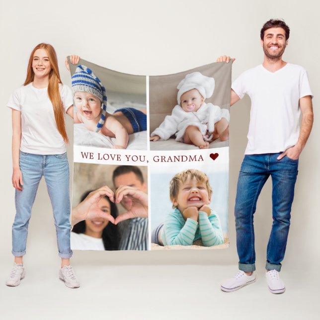 Keepsake Mom Grandma Photo Collage Fleece Blanket (In Situ)