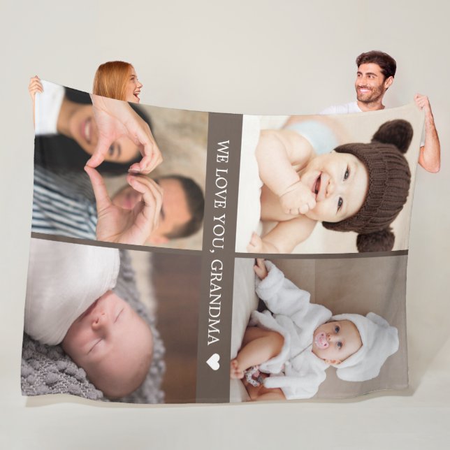 Keepsake Mom Grandma Photo Collage Fleece Blanket (In Situ)