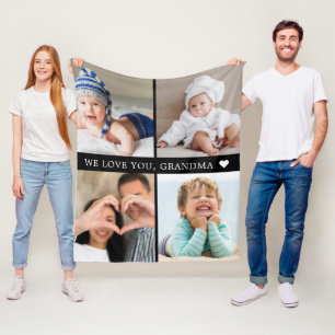 Keepsake Mom Grandma Photo Collage Fleece Blanket