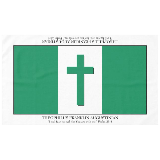 Keepsake | NIGERIA FLAG | Cross Scripture Large Tablecloth (Front (Horizontal))