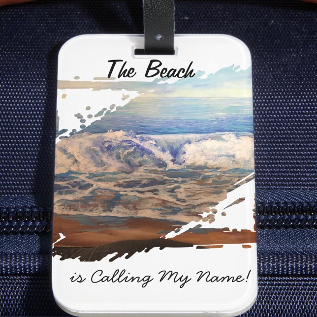  Keepsake Ocean Waves Blue Personalize Luggage Tag (Beach Scene Luggage Tag, Unique to you Design, Editing the wording to something more meaningful)