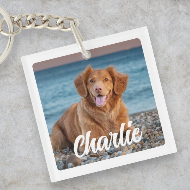 Keepsake Personalized Dog Lover Two Photo Pet Keychain (Creator Uploaded)