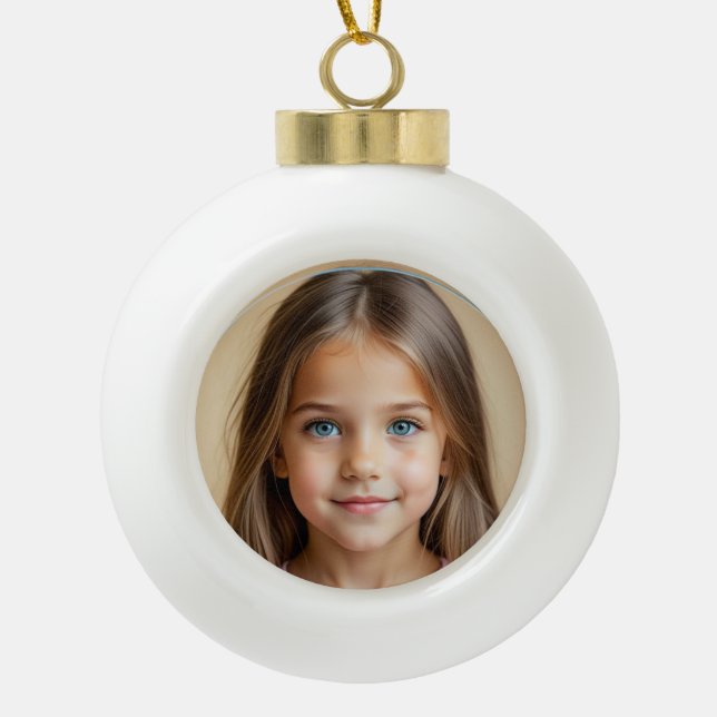 Keepsake PHOTO Christmas  personalize Ceramic Ball Christmas Ornament (Front)