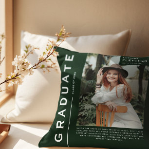 Keepsake Photo & Quote Graduation Gift Green Throw Pillow