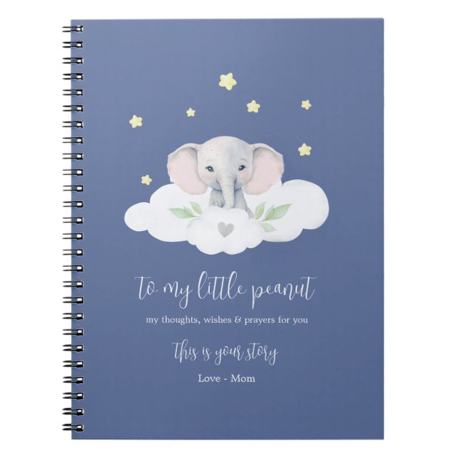 Keepsake Pregnancy Journal Blue Modern Elephant (Front)