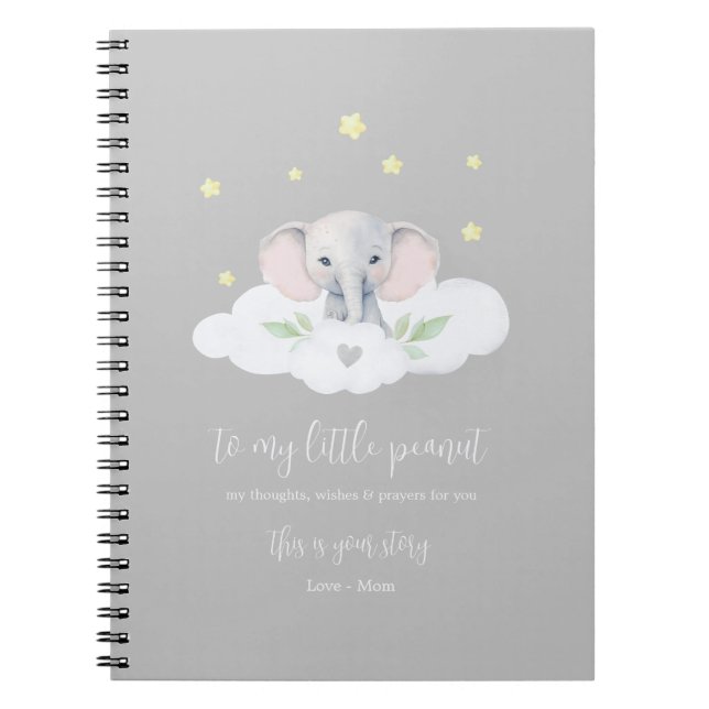 Keepsake Pregnancy Journal Grey Modern Elephant (Front)