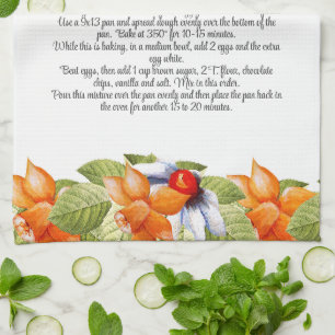 Keepsake Recipe Gift Watercolor Bright Flowers Kitchen Towel