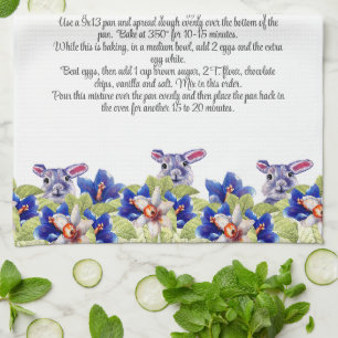 Keepsake Recipe Gift Watercolor Easter Bunny Kitchen Towel