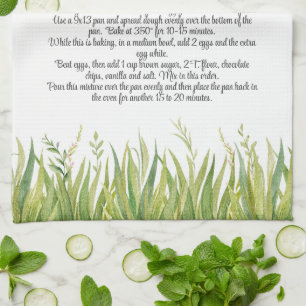 Keepsake Recipe Template Gift Greenery Kitchen Towel