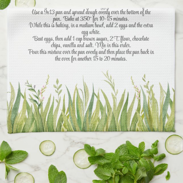 Keepsake Recipe Template Gift Greenery Kitchen Towel (Folded)