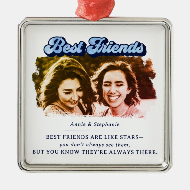 Keepsake Retro Best Friends Photo Ceramic Ornament (Front)