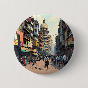 Keepsake Souvenir for downtown Kolkata, India 2 Inch Round Button