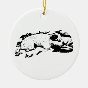 Keepsake Terrier, Resting and Ready Ceramic Ornament