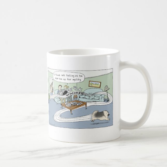 Keeshond Agility Dog Cartoon | Cute Keesie Lover's Coffee Mug (Right)