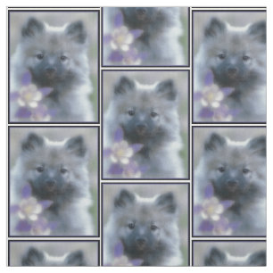 Keeshond and Columbine - Dog Photograph Fabric