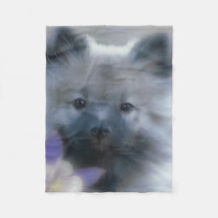 Keeshond and Columbine - Dog Photograph Fleece Blanket
