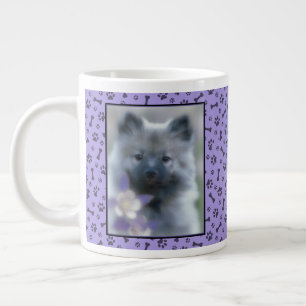Keeshond and Columbine  - Dog Photograph Large Coffee Mug