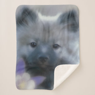 Keeshond and Columbine - Dog Photograph Sherpa Blanket