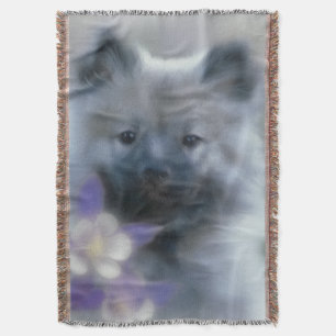 Keeshond and Columbine - Dog Photograph Throw Blanket