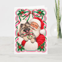 Keeshond and Santa Christmas Card