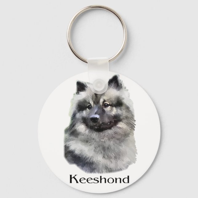 Keeshond Art Gifts Keychain (Front)