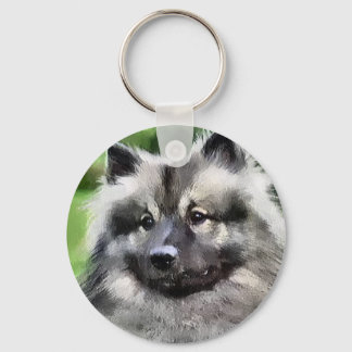 Keeshond Art Gifts Keychain
