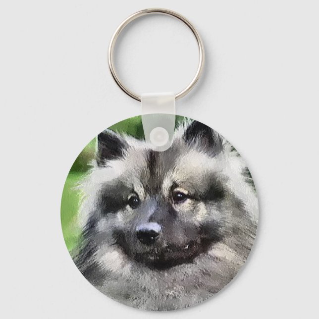 Keeshond Art Gifts Keychain (Front)