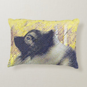 Keeshond Aspen Painting - Cute Original Dog Art Accent Pillow