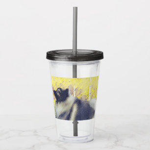 Keeshond Aspen Painting - Cute Original Dog Art Acrylic Tumbler