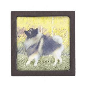 Keeshond Aspen Painting - Cute Original Dog Art Gift Box