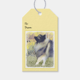 Keeshond Aspen Painting - Cute Original Dog Art Gift Tags