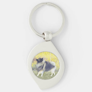 Keeshond Aspen Painting - Cute Original Dog Art Keychain