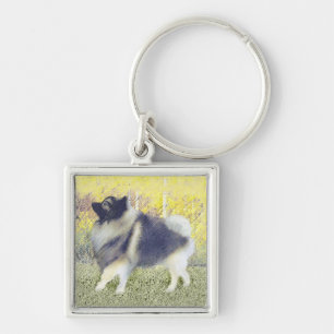 Keeshond Aspen Painting - Cute Original Dog Art Keychain