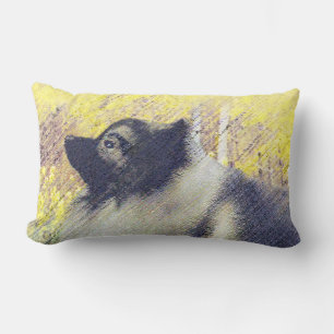 Keeshond Aspen Painting - Cute Original Dog Art Lumbar Pillow