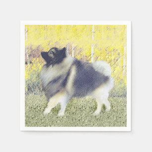 Keeshond Aspen Painting - Cute Original Dog Art Napkin