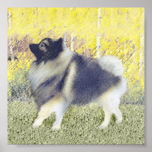 Keeshond Aspen Painting - Cute Original Dog Art Poster