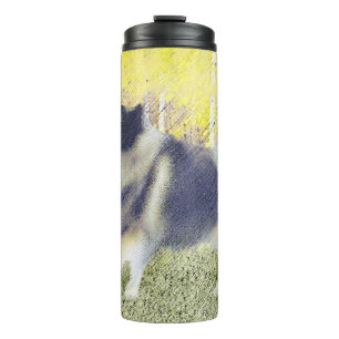 Keeshond Aspen Painting - Cute Original Dog Art Thermal Tumbler