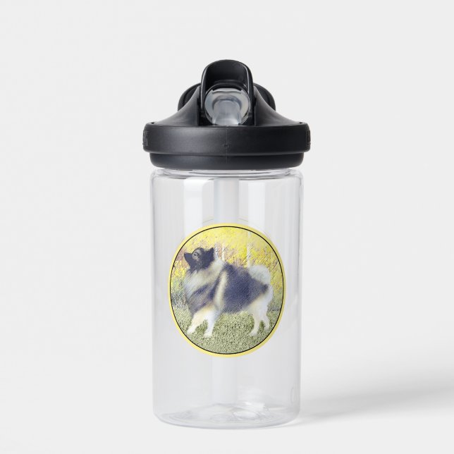 Keeshond Aspen Painting - Cute Original Dog Art Water Bottle (Front)