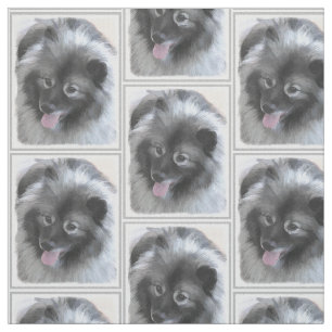 Keeshond Bailey Painting - Cute Original Dog Art Fabric