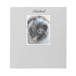 Keeshond Bailey Painting - Cute Original Dog Art N Notepad