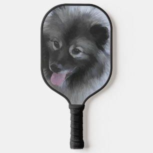 Keeshond Bailey Painting - Cute Original Dog Art Pickleball Paddle