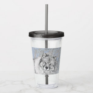 Keeshond Beth Painting - Cute Original Dog Art Acrylic Tumbler