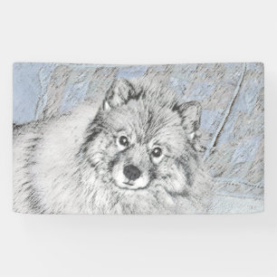 Keeshond Beth Painting - Cute Original Dog Art Banner