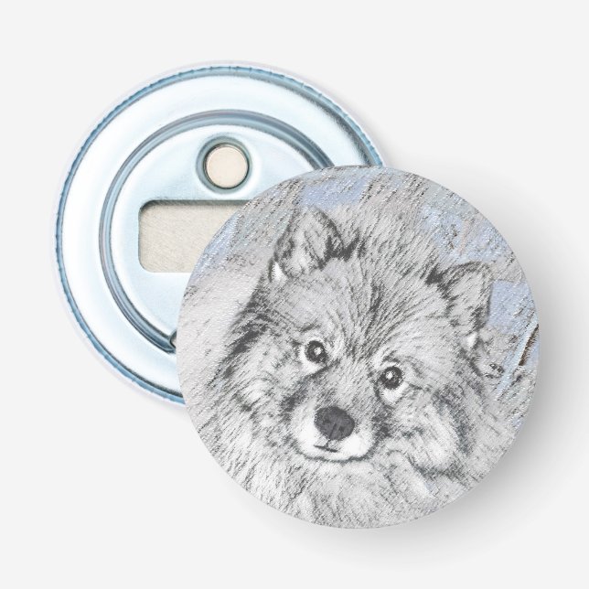 Keeshond Beth Painting - Cute Original Dog Art Bottle Opener (Front)