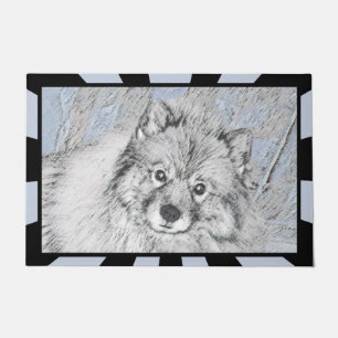 Keeshond Beth Painting - Cute Original Dog Art Doormat