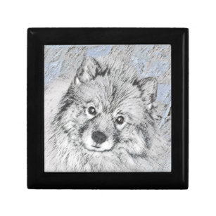 Keeshond Beth Painting - Cute Original Dog Art Gift Box