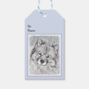 Keeshond Beth Painting - Cute Original Dog Art Gift Tags