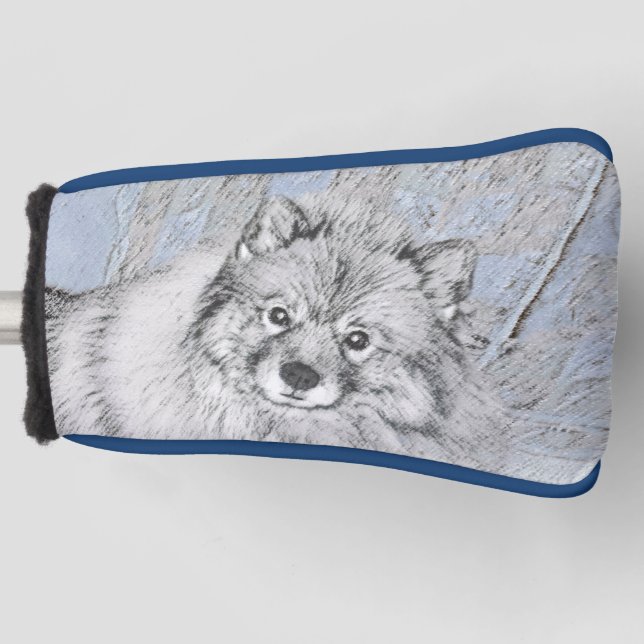 Keeshond Beth Painting - Cute Original Dog Art Golf Head Cover (Front)