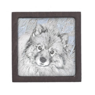 Keeshond Beth Painting - Cute Original Dog Art Jewelry Box