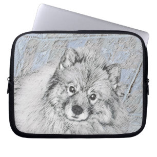 Keeshond Beth Painting - Cute Original Dog Art Laptop Sleeve